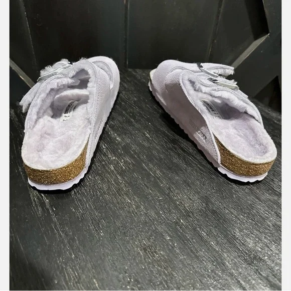 Birkenstock Purple Sandals with Adjustable Buckles and Cork Footbed fur lined - Picture 5 of 6